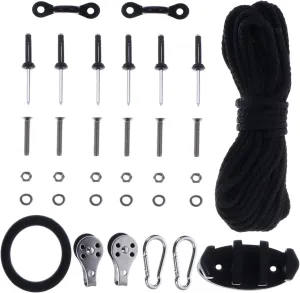 Mikinona 1Set Canoe Anchor Trolley System Kit Rope Anchor Cleat Pulley Ring for Kayak Accessories Stabilizes Vessels Shifting for Kayaks
