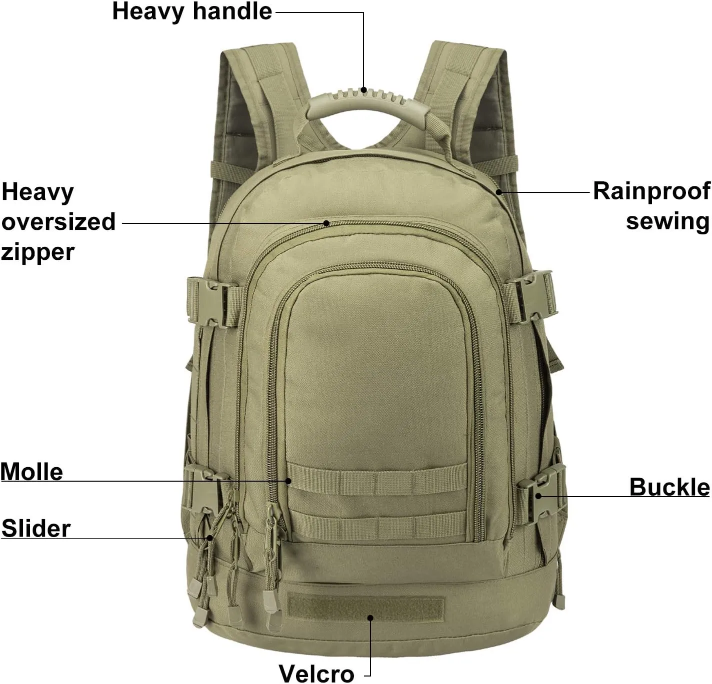 Military Outdoor Backpack Expandable Backpack Tactical Daypack With Waist Strap for Hiking Hunting Outdoor (Green)