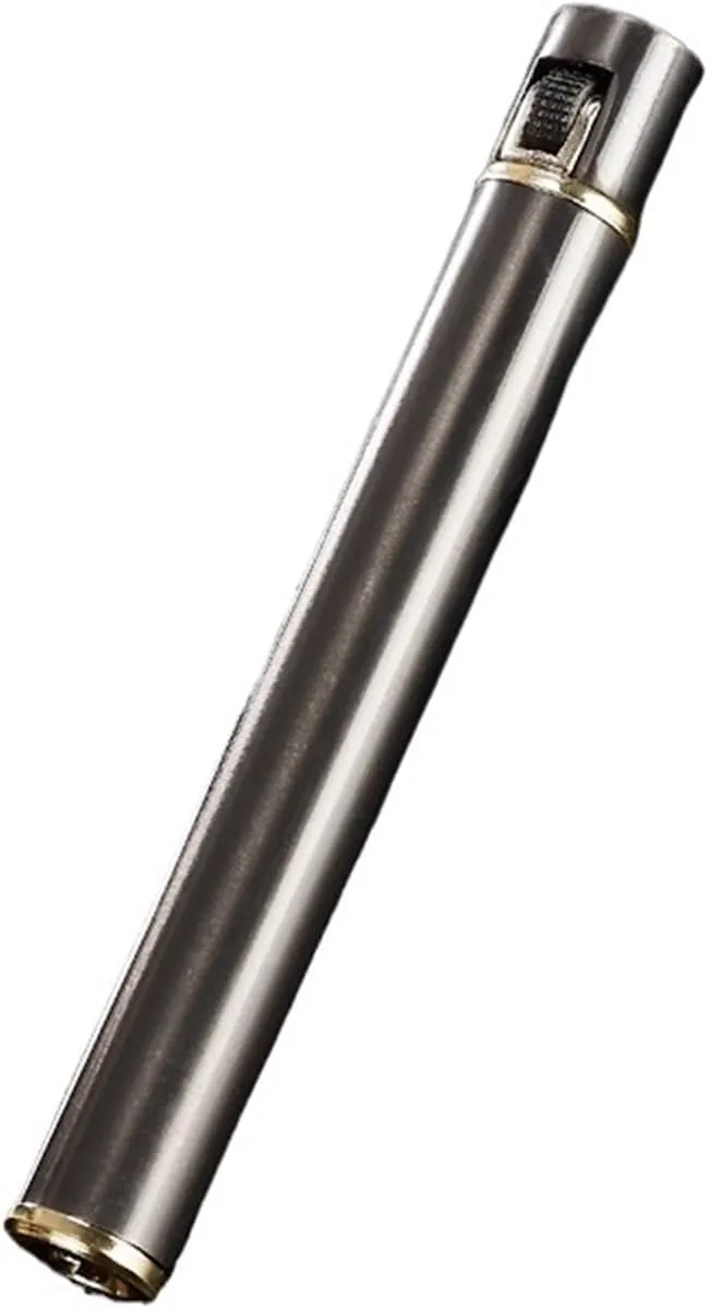 Mini Thin Butane Lighter，Compact Lighter Lighters Butane Fuel Refillable Lighter Small Portable Adjustable Traditional Flame Lighter for Can Be Put in to The Cigarette Box (Color : Gray)