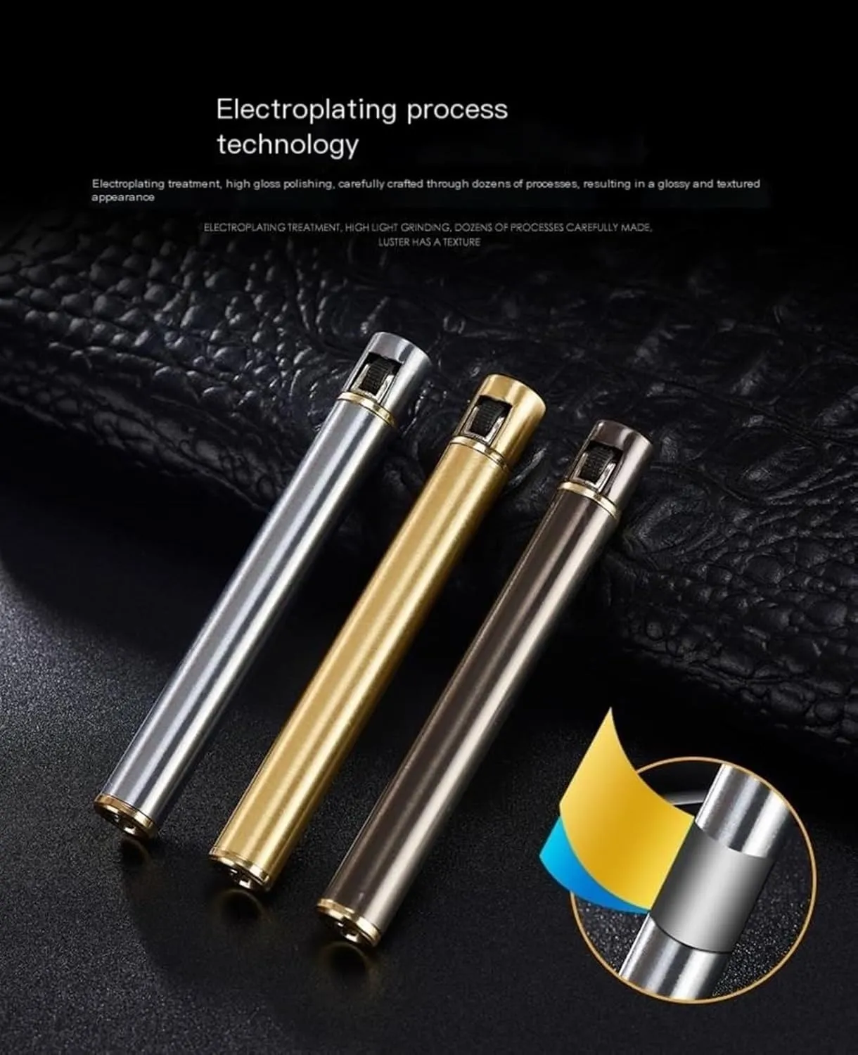 Mini Thin Butane Lighter，Compact Lighter Lighters Butane Fuel Refillable Lighter Small Portable Adjustable Traditional Flame Lighter for Can Be Put in to The Cigarette Box (Color : Gray)