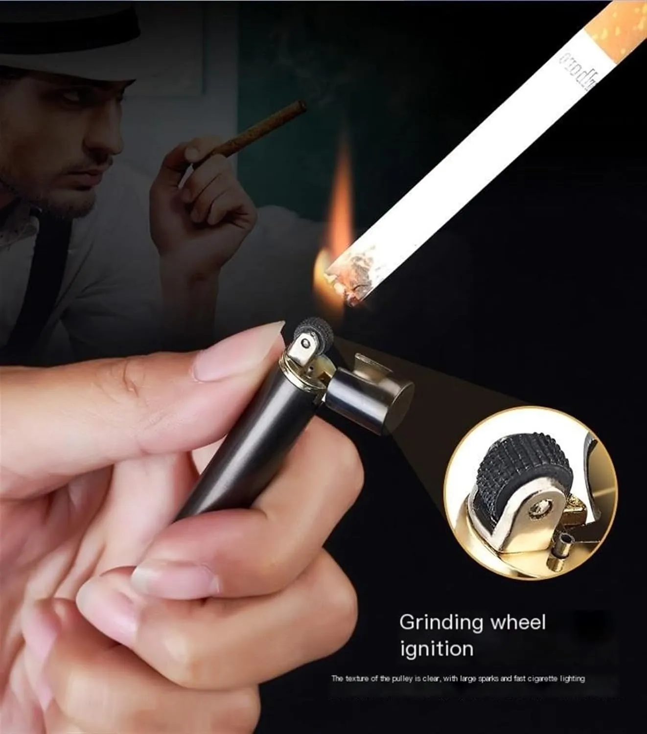 Mini Thin Butane Lighter，Compact Lighter Lighters Butane Fuel Refillable Lighter Small Portable Adjustable Traditional Flame Lighter for Can Be Put in to The Cigarette Box (Color : Gray)