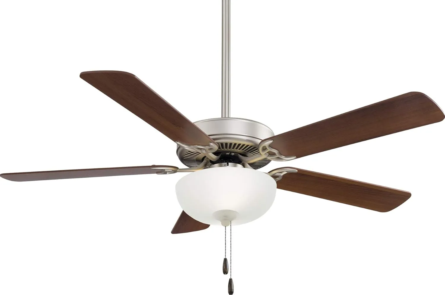 MINKA-AIRE F448L-BS/DW Contractor II Uni-Pack 52 Inch Ceiling Fan with Integrated 9W LED Light in Brushed Steel Finish and Dark Walnut Blades