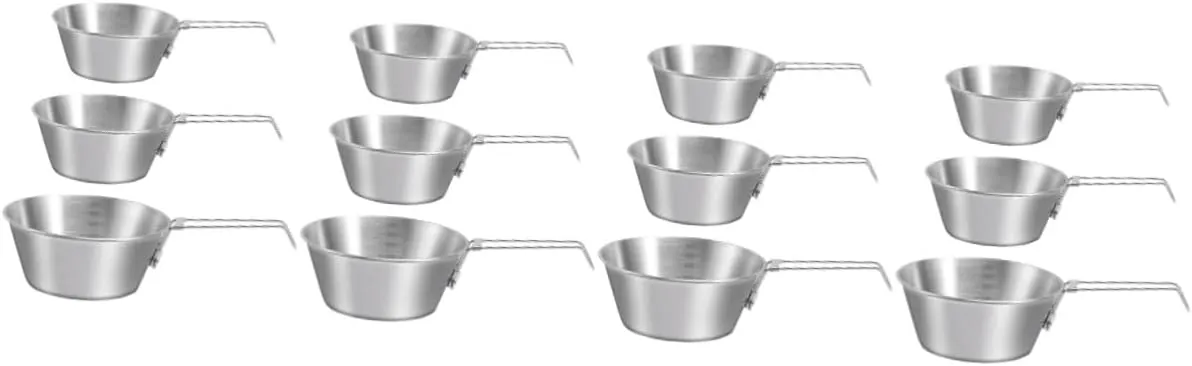 Mipcase 4sets Camping Mess Kit Portable Stainless Steel Bowls with Handles Collapsible Camping Bowl Metal Hiking Dish Set 3pcs*4