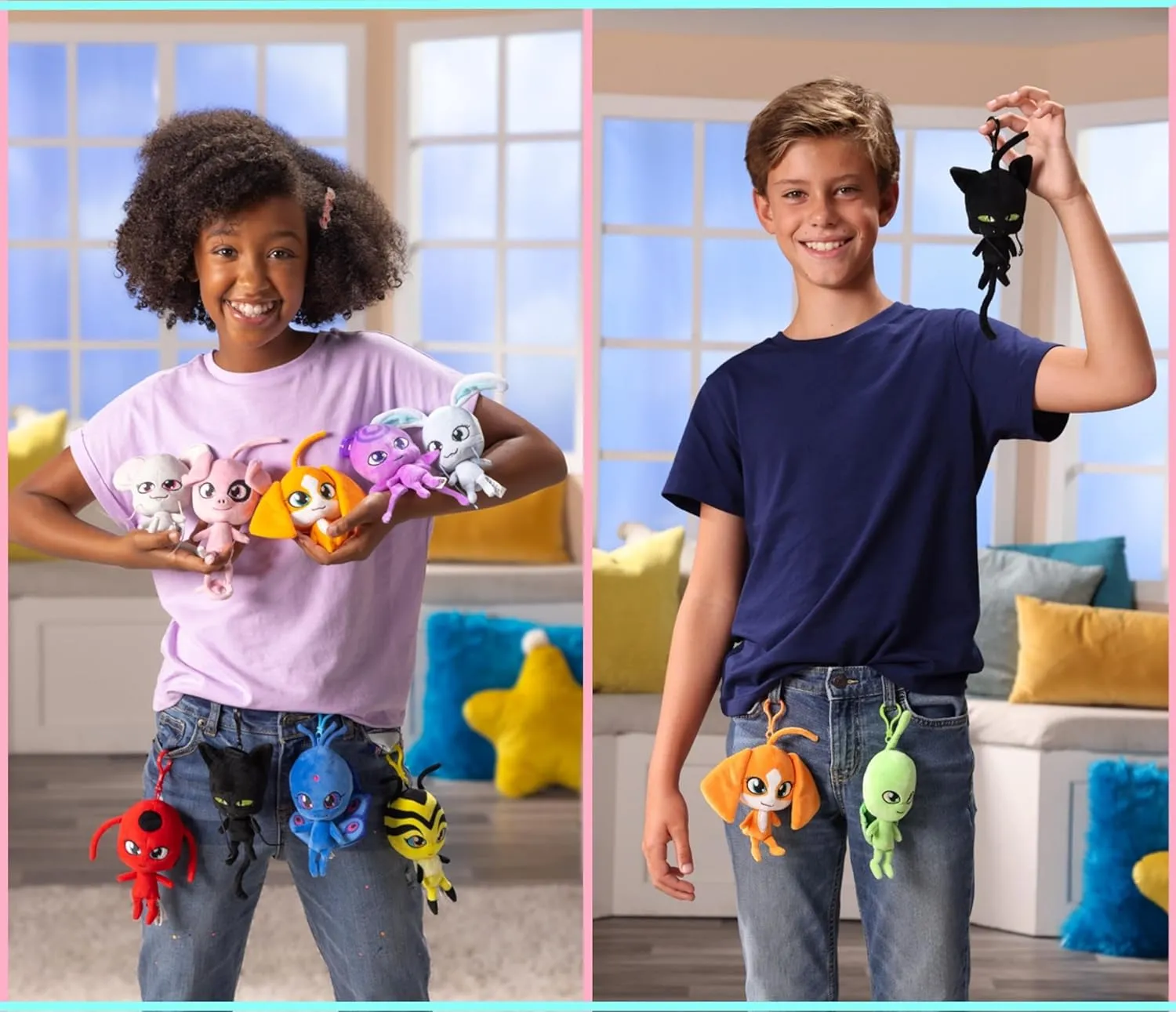 Miraculous Ladybug - Kwami Plush Kit, Mon Ami, 9-Inch Plush with Resin Eyes and Lifesize 5-Inch Stuffed Toy with Matching Backpack Keychain, Toys for Kids - Mullo