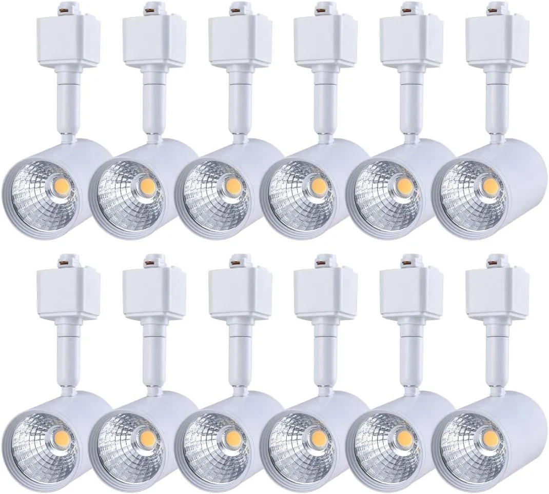 mirrea 12 Pack LED Track Lighting Heads Compatible with Single Circuit H Type Rail Ceiling Spotlight for Accent Task Wall Art Exhibition Lighting 6.5W White Painted (3000K Warm White)