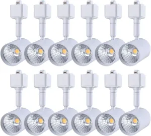 mirrea 12 Pack LED Track Lighting Heads Compatible with Single Circuit H Type Rail Ceiling Spotlight for Accent Task Wall Art Exhibition Lighting 6.5W White Painted (3000K Warm White)
