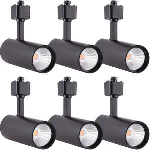 mirrea 16.5W Dimmable LED Track Lighting Heads Compatible with Single Circuit H Type Rail Ceiling Spotlight 90 CRI 24° Black Finish Pack of 6 (3000K Warm White)