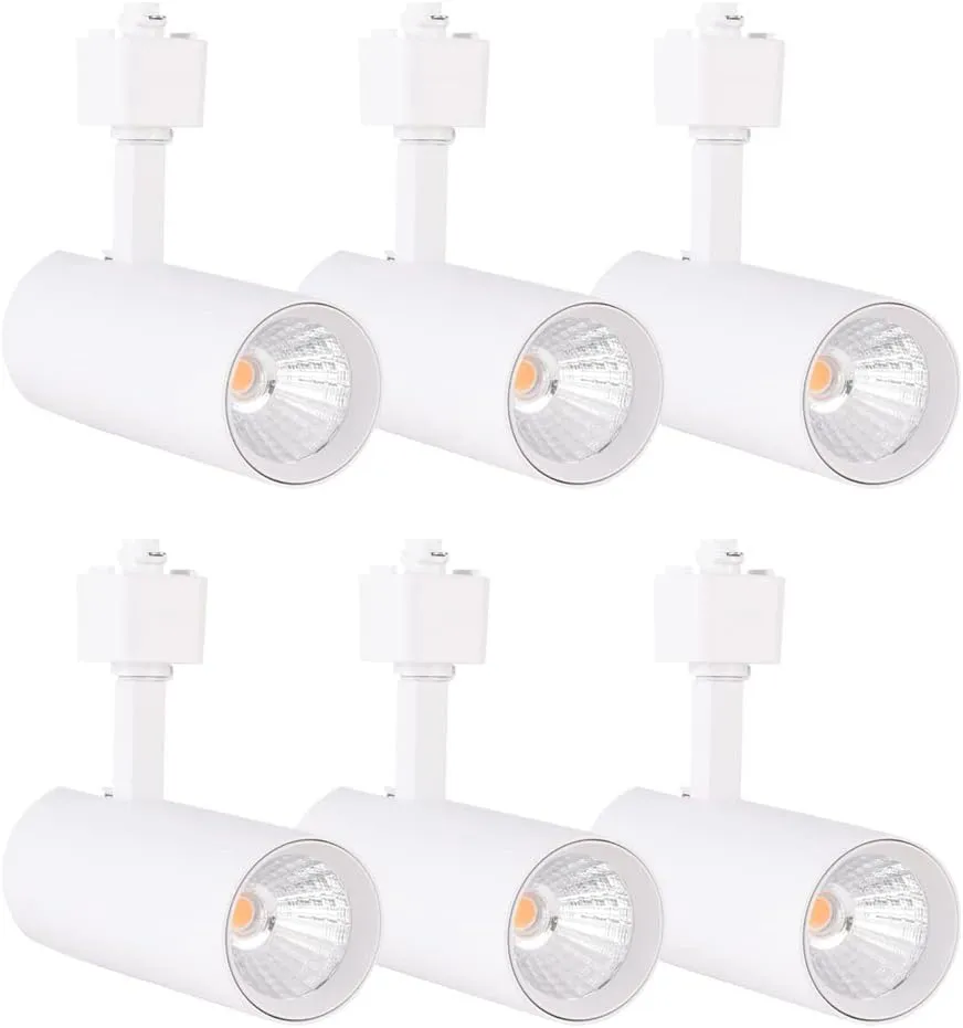 mirrea 16.5W Dimmable LED Track Lighting Heads Compatible with Single Circuit H Type Rail Ceiling Spotlight 90 CRI 24° White Finish Pack of 6 (3000K Warm White)