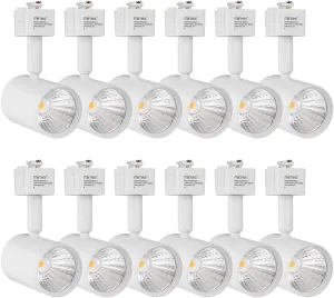 mirrea LED Track Lighting Heads Compatible with Single Circuit J Type Rail Ceiling Spotlight for Accent Task Wall Art Exhibition Lighting 6.5W 3000K Warm White 24° White Painted Pack of 12