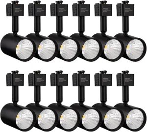 mirrea LED Track Lighting Heads Compatible with Single Circuit J Type Rail Ceiling Spotlight for Accent Task Wall Art Exhibition Lighting 6.5W 4000K Neutral White 24° Black Painted Pack of 12