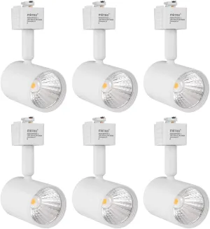 mirrea LED Track Lighting Heads Compatible with Single Circuit J Type Track Lighting Rail Ceiling Spotlight for Accent Task Wall Art Exhibition Lighting 6.5W 24° White Pack of 6 (3000K Warm White)