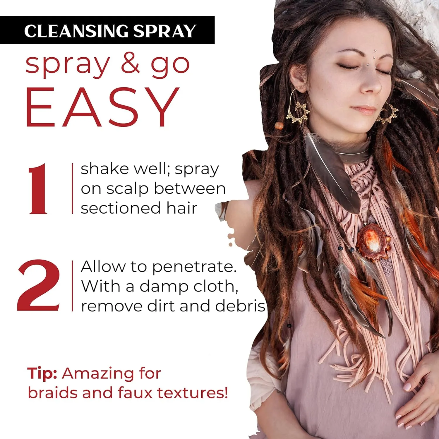 Moisturizing Loc and Braid Spray for Dreads, Box Braids & Itchy Scalp - Vegan Hair Products with Rosemary & Peppermint