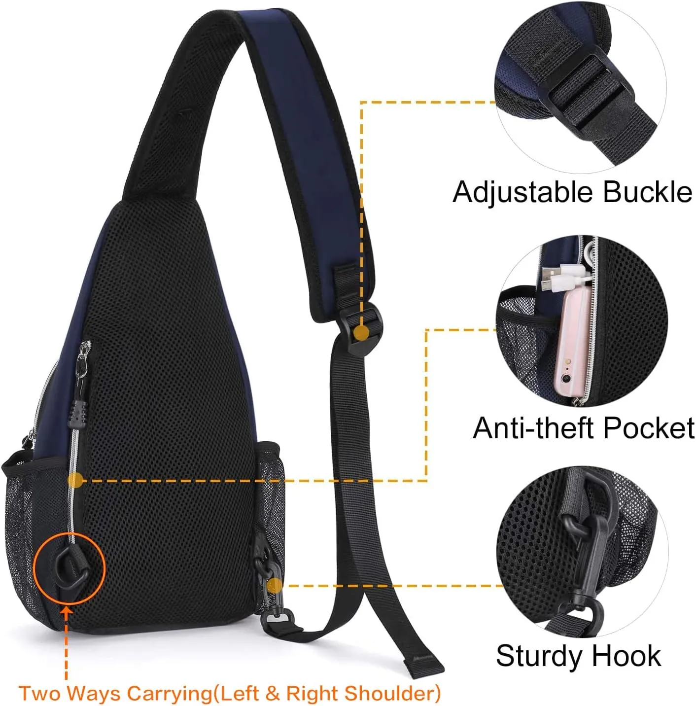 MOSISO Mini Sling Backpack,Small Hiking Daypack Travel Outdoor Casual Sports Bag