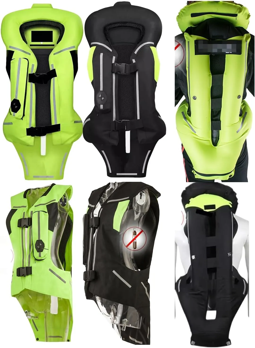 Motorcycle Airbag Vest Adjustable Vest, Unisex, With Reflective Tape, Back Protector, Equestrian Safety