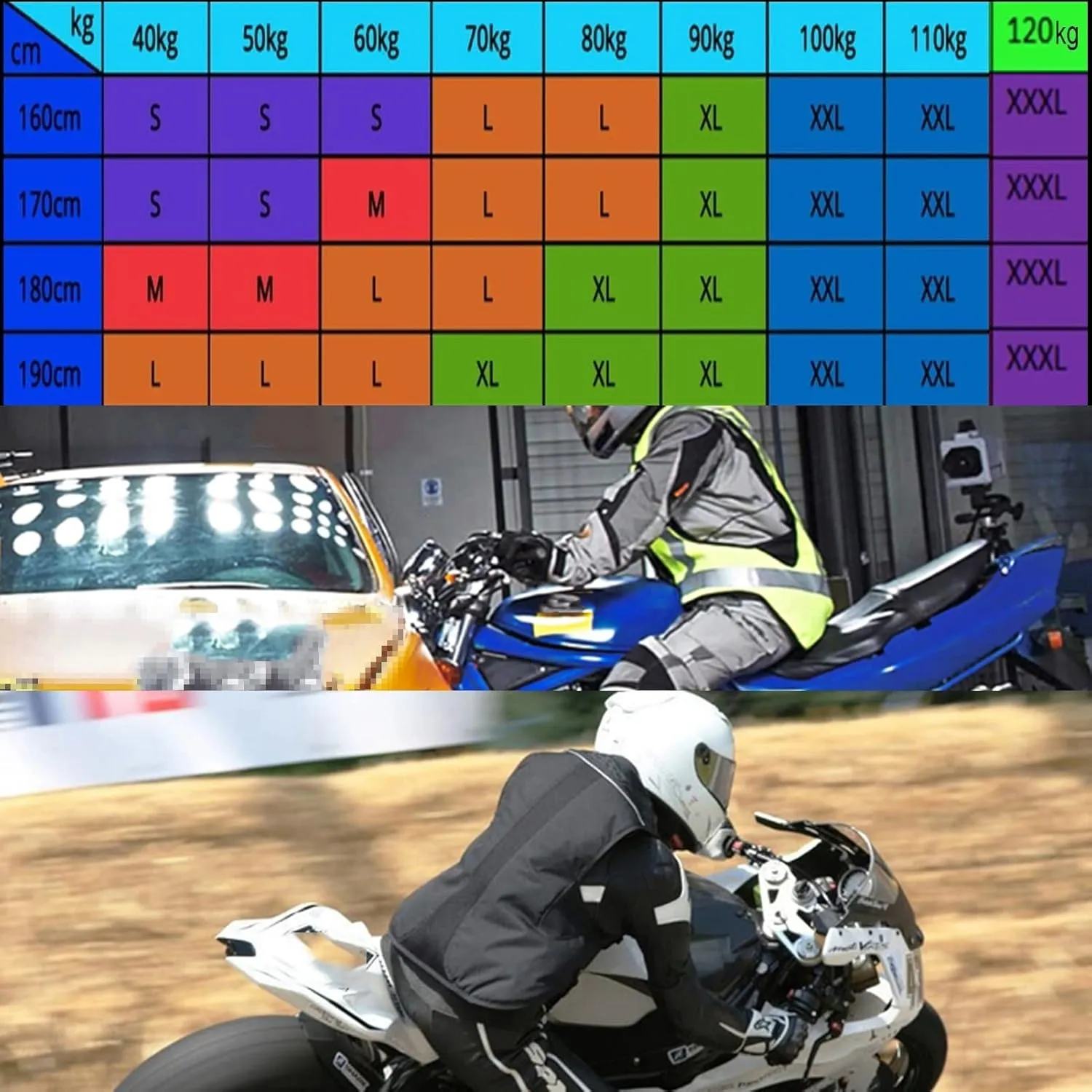 Motorcycle Airbag Vest Racing Inflatable Airvest Protective Jacket Hi Visibility W/ CO2 Cartridge (Color : Black, Size : XXX-Large)