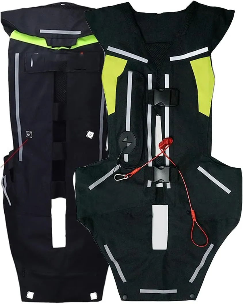 Motorcycle Airbag Vest Racing Inflatable Airvest Protective Jacket Hi Visibility W/ CO2 Cartridge (Color : Black, Size : XXX-Large)