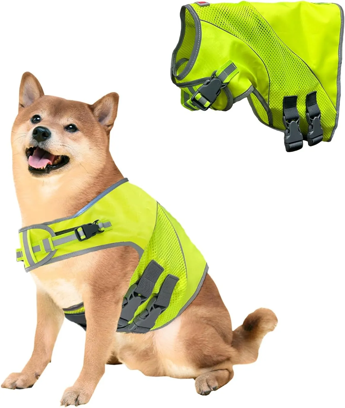 Mountain High Visibility Dog Safety Vest, Reflective Jacket Apparel for Low Light Conditions Outdoors, Walking, and Running, Small Medium and Large Dogs (X-Small), Neon Green