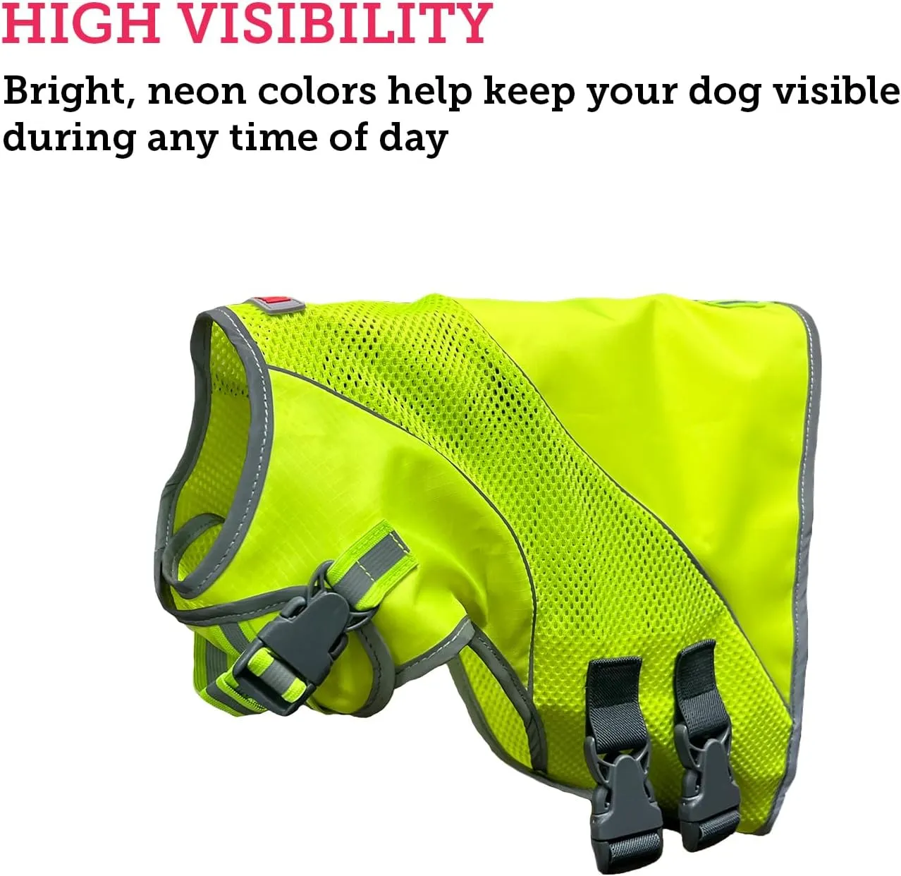 Mountain High Visibility Dog Safety Vest, Reflective Jacket Apparel for Low Light Conditions Outdoors, Walking, and Running, Small Medium and Large Dogs (X-Small), Neon Green