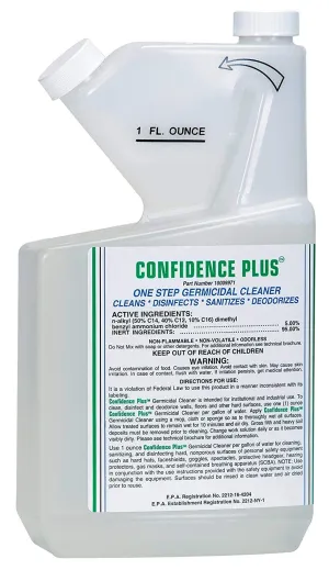 MSA 10009971 Confidence Plus 2 - Liquid Germicidal Cleaner, Makes up to 32 Oz of Sanitizer, Effective Against Viruses & Bacteria, Disinfects PPE & Respiratory Equipment, Quaternary Ammonium Base