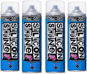 Muc-Off Silicon Shine, 4 Pack - Advanced Polish for Motorcycle Cleaning and Maintenance - Protective High Gloss Coating Silicone Spray for Motorcycles, Bicycles, UTV & ATVs