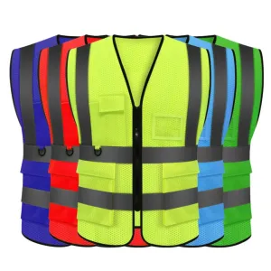 Multi-Pocket Reflective Vest for Nighttime Traffic Environments