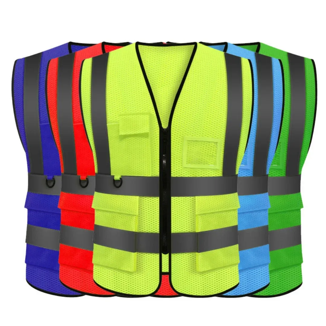 Multi-Pocket Reflective Vest for Nighttime Traffic Environments