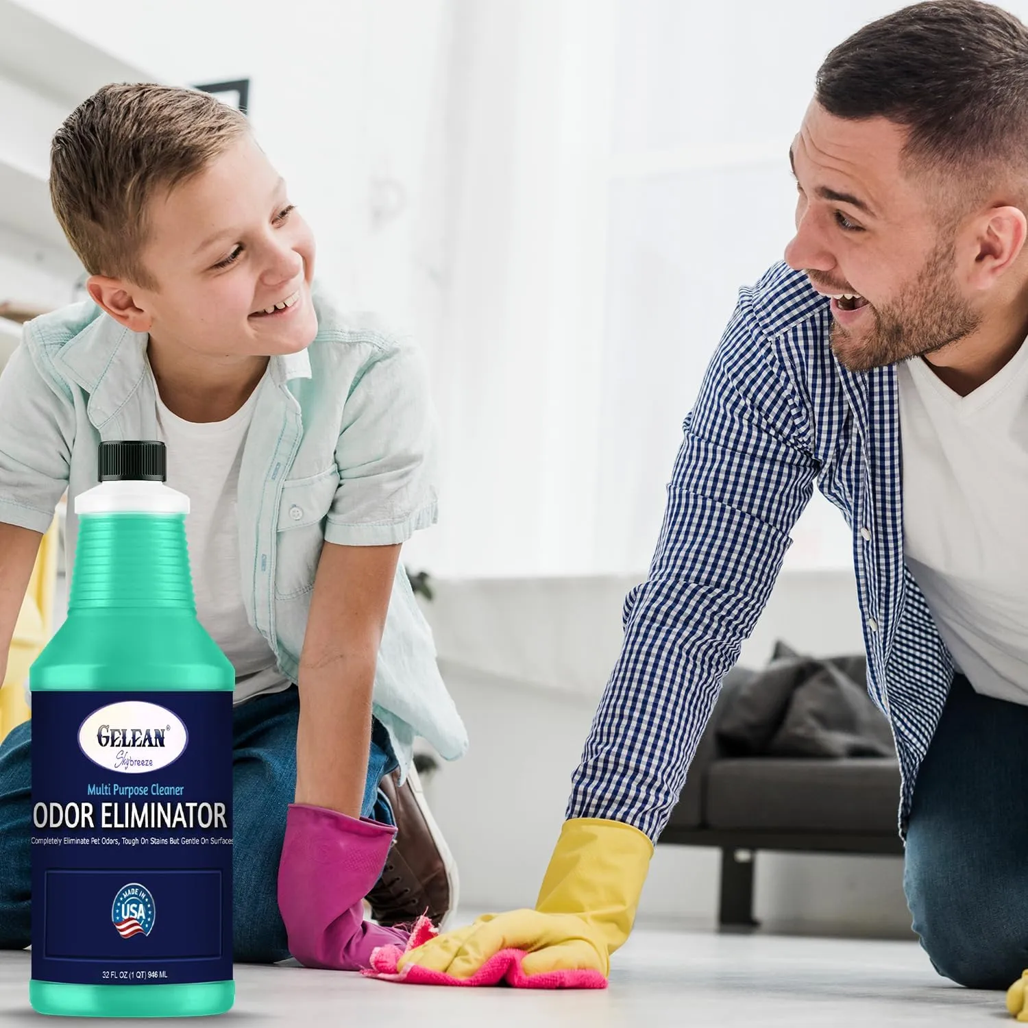 Multi Purpose Cleaner Odor eliminator for home - MADE IN USA - pH Neutral - Strong Odor Floor Cleaner - Cat and Dog Pee All Purpose Cleaner 32 oz - Sky Breeze