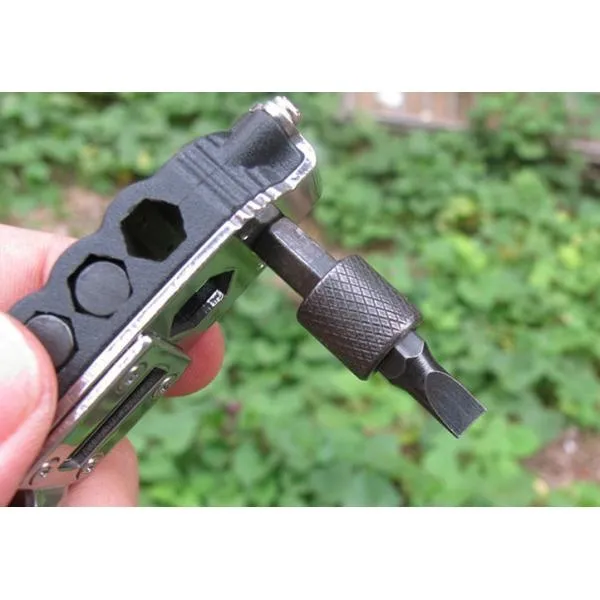 Multifunction Small Screwdriver Sets Mini EDC Tools Pocket Keychain Screwdriver with Phillips Slot Hex Screwdriver & LED Light Black & Silver