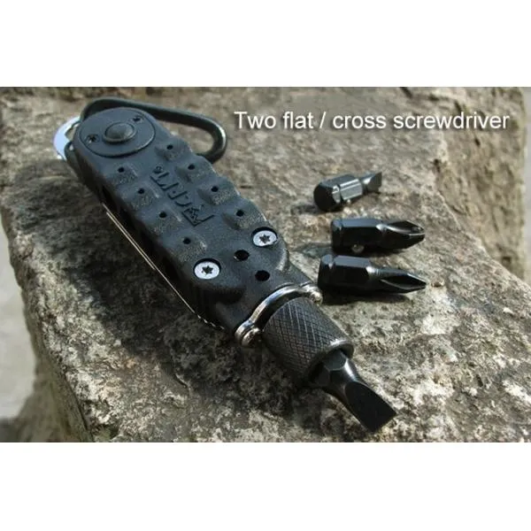 Multifunction Small Screwdriver Sets Mini EDC Tools Pocket Keychain Screwdriver with Phillips Slot Hex Screwdriver & LED Light Black & Silver