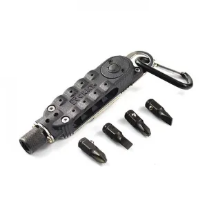 Multifunction Small Screwdriver Sets Mini EDC Tools Pocket Keychain Screwdriver with Phillips Slot Hex Screwdriver & LED Light Black & Silver