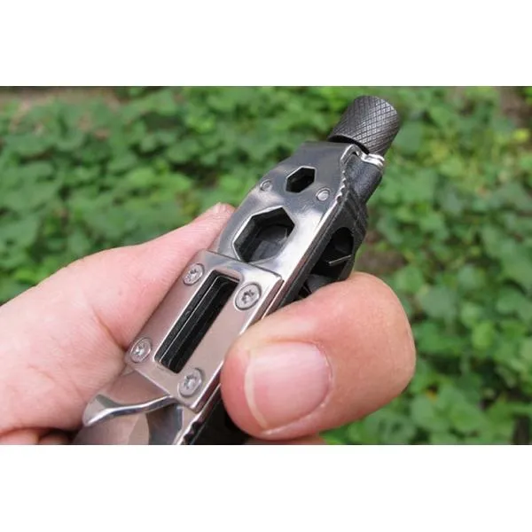 Multifunction Small Screwdriver Sets Mini EDC Tools Pocket Keychain Screwdriver with Phillips Slot Hex Screwdriver & LED Light Black & Silver