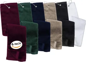 Multipack Golf Towel - Mix & Match Make Your Own Set- Trifold Variety Pack Cotton Golf Towels with Carabiner Clip, Hook