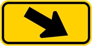 Municipal Supply and Sign Co W16-7P Diagonal Arrow (Right) Sign - 21 x 15 - Reflective Traffic Sign with 3M High-Intensity Prismatic Sheeting - Durable, Weather-Resistant, Road Safety Sign - Yellow