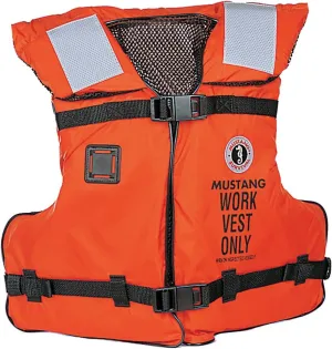 MUSTANG SURVIVAL - Work Vest with Solas Reflective Tape (Orange - One Size) - USCG Approved, Solas reflectivity, Fast tab Attachment, mesh Lining, Side Adjustment