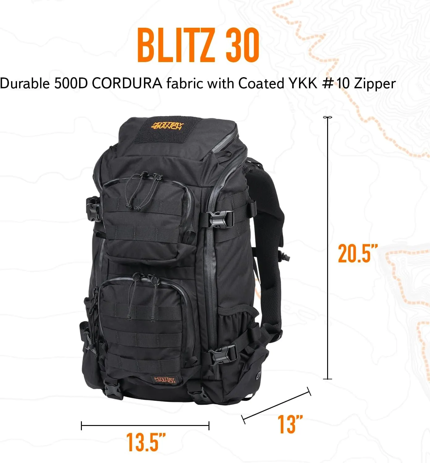 Mystery Ranch Blitz 30 Backpack - Tactical Daypack Molle Hiking Packs, 30L, S/M, Black