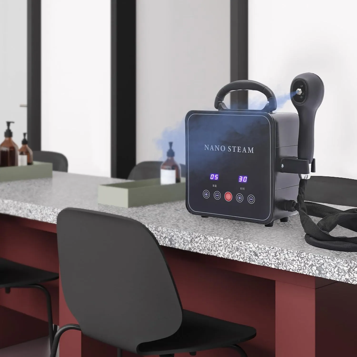 Nano Hair Steamer with Digital Display, Professional 4-in-1 Hair Care System for Deep Conditioning, Coloring & Scalp Care, Adjustable Mist (8.5ft Spray), 1750W Salon-Grade Steamer for Home Use
