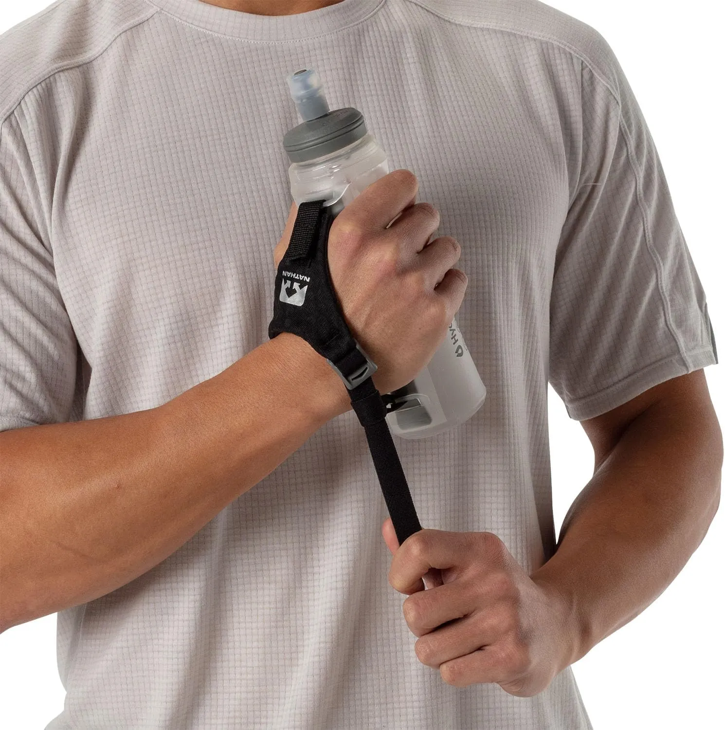 Nathan ExoShot Lite Handheld 14oz, Hydration Flask with Integrated Hand Strap, Great For Running, Cycling, Climbing, Hiking & more, 14 Oz