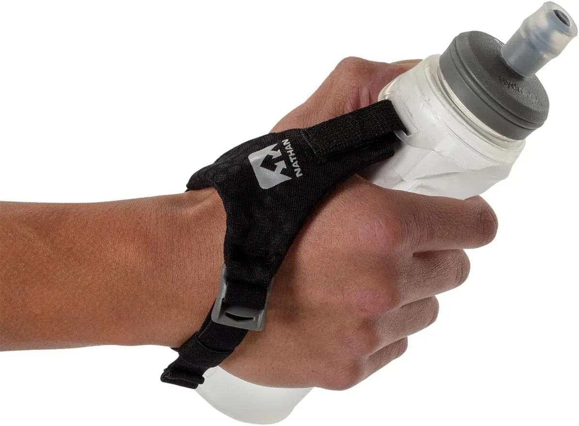 Nathan ExoShot Lite Handheld 14oz, Hydration Flask with Integrated Hand Strap, Great For Running, Cycling, Climbing, Hiking & more, 14 Oz