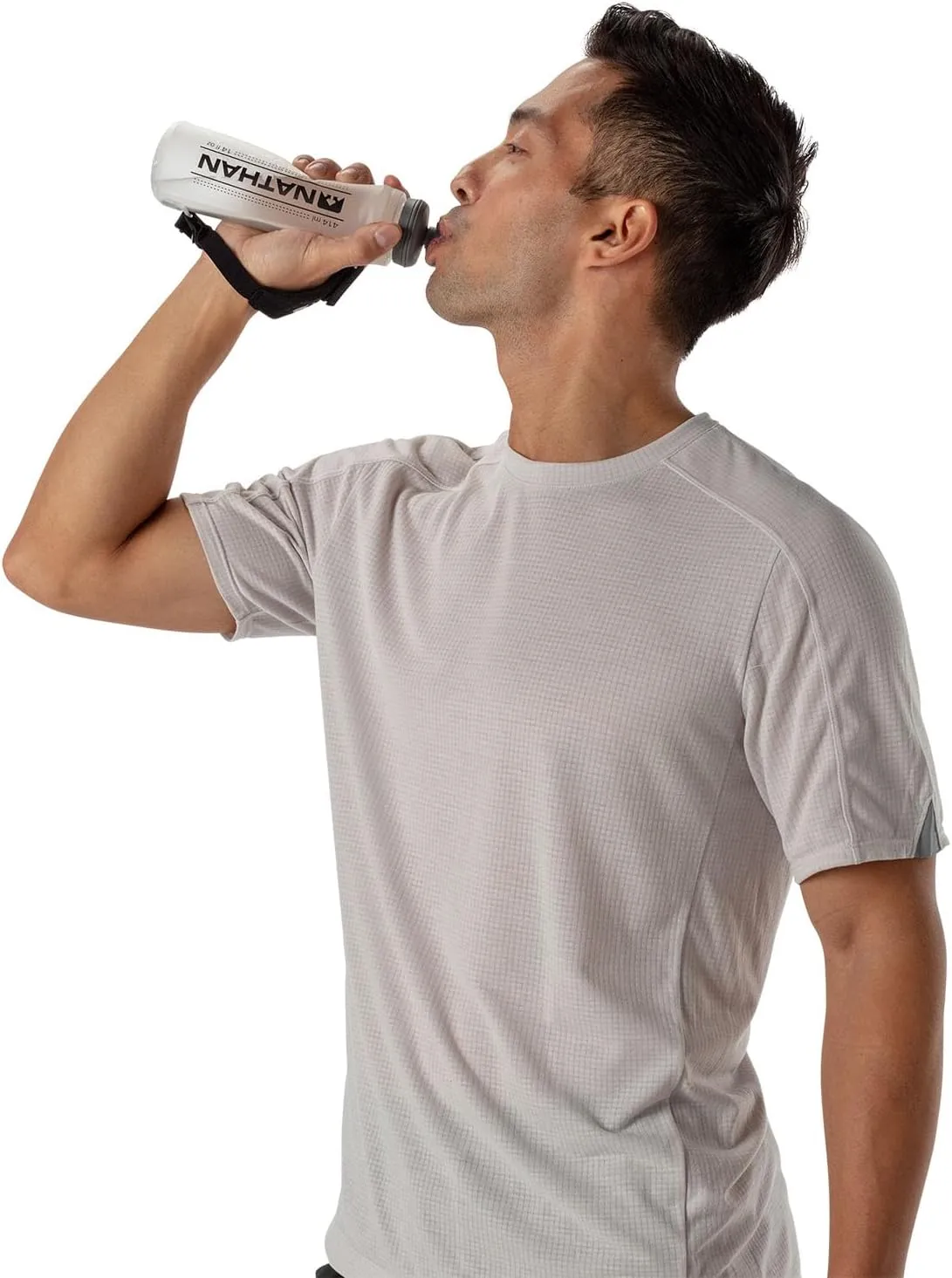 Nathan ExoShot Lite Handheld 14oz, Hydration Flask with Integrated Hand Strap, Great For Running, Cycling, Climbing, Hiking & more, 14 Oz