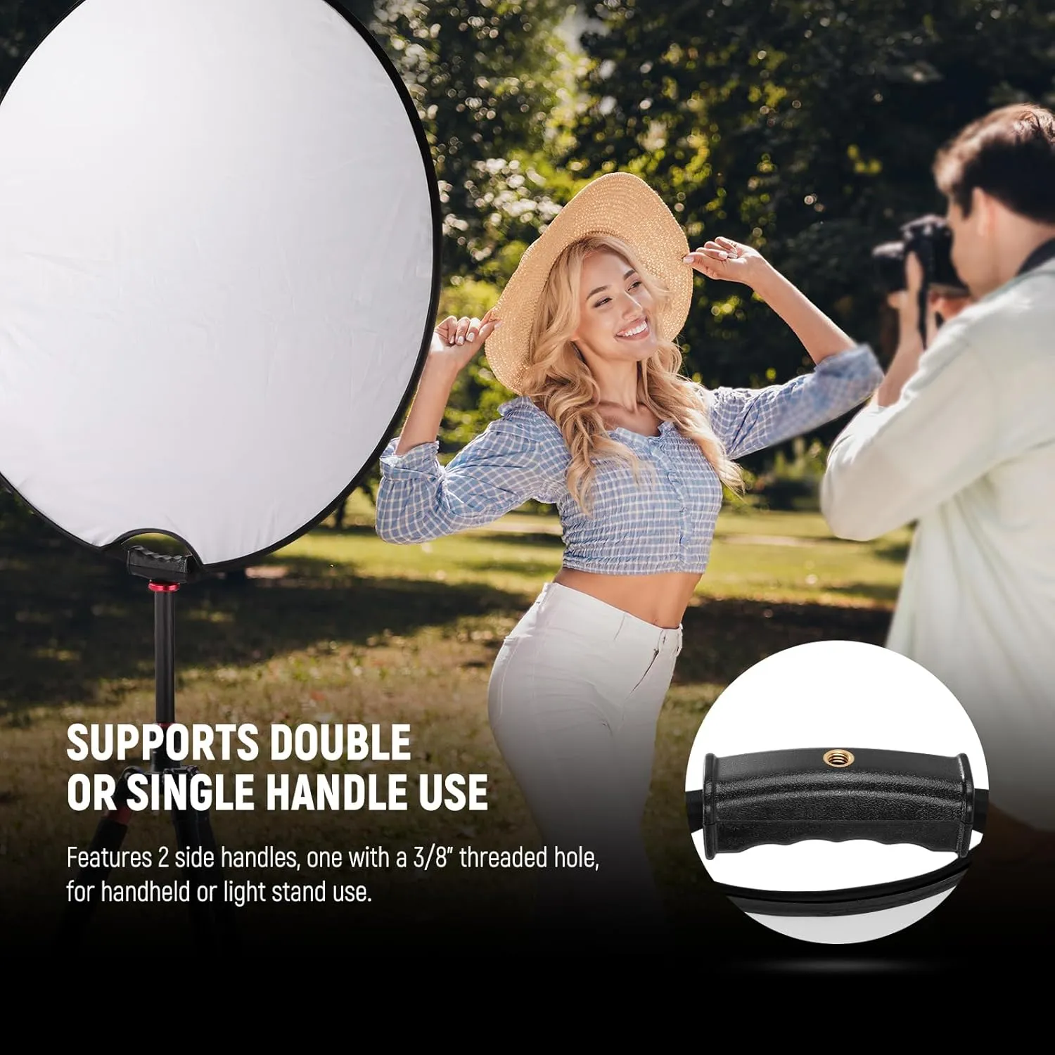 NEEWER 32"/80cm Light Reflector with Clamp & Hand Grips, 5 in 1 Collapsible Multi Disc Photography Reflector Translucent/Silver/Gold/White/Black with 3/8" Thread for Studio Outdoor Lighting, RF-80II