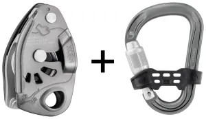 Neox Belay Kit - licht grijs, halfautomaat met safebiner