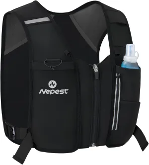 Nepest Running Vest for Women & Men, Cycling Hydration Vest with 500ml Soft Flask , Reflective Vest with Stretch Fit Fabric