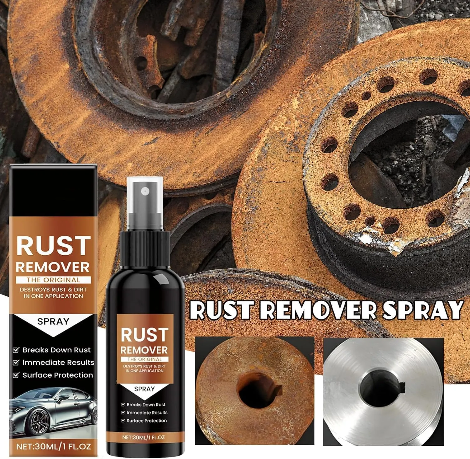 Nexa Rust Remover Spray, 2025 New Rust Remover Spray Nexa, Rusts Removers for Metal, Rid Of Rust Forever for Multiple Surfaces Metal, Tools, Cars, Chains (2*pcs)