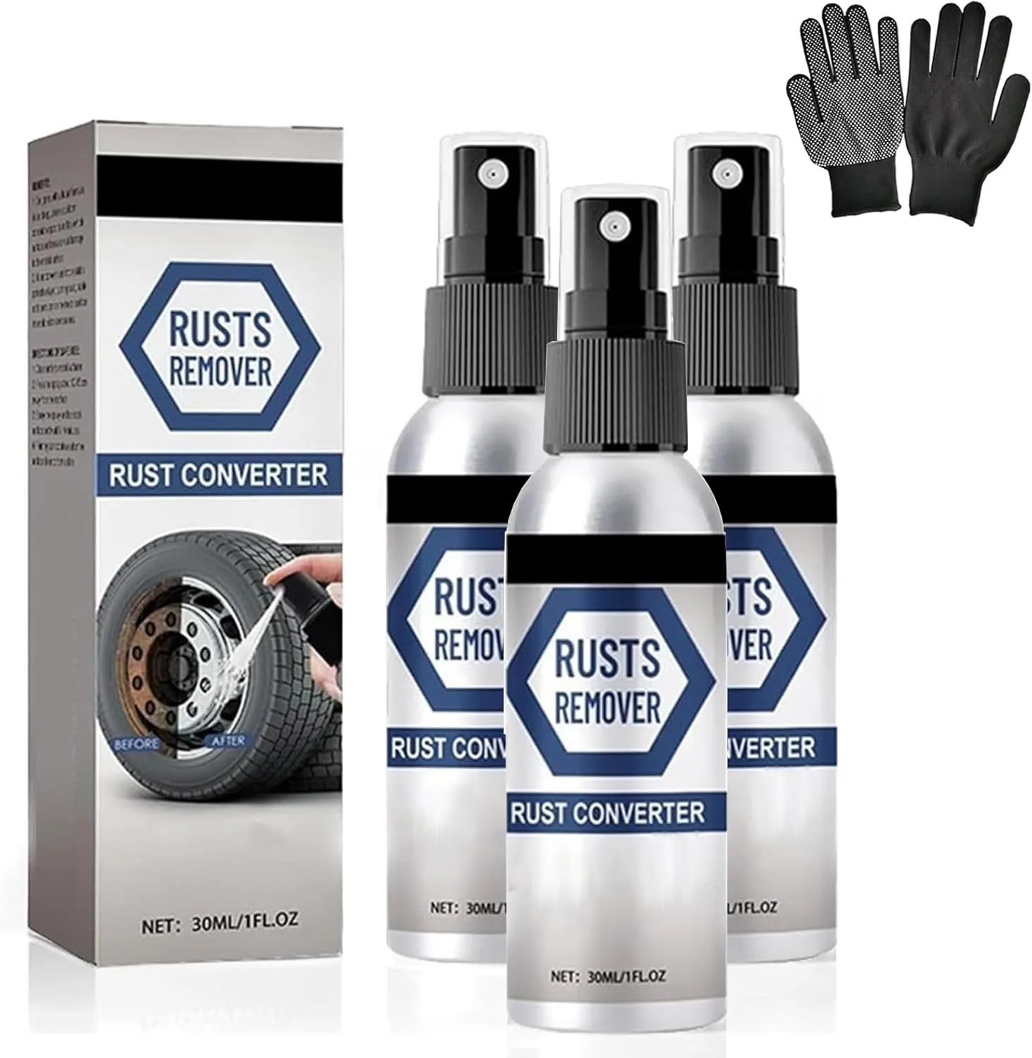 Nexa Rust Remover Spray, Rust Remover for Metal, Nexa 2.0 Destroys Rust & Dirt in One Application, for Heavy Duty Rust Dissolver for Metal, Tools, Cars, Chains (3PCS)