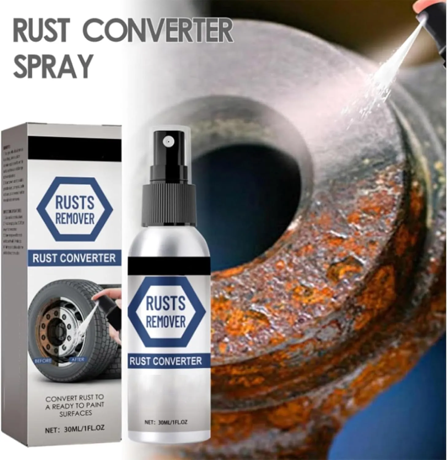 Nexa Rust Remover Spray, Rust Remover for Metal, Nexa 2.0 Destroys Rust & Dirt in One Application, for Heavy Duty Rust Dissolver for Metal, Tools, Cars, Chains (3PCS)