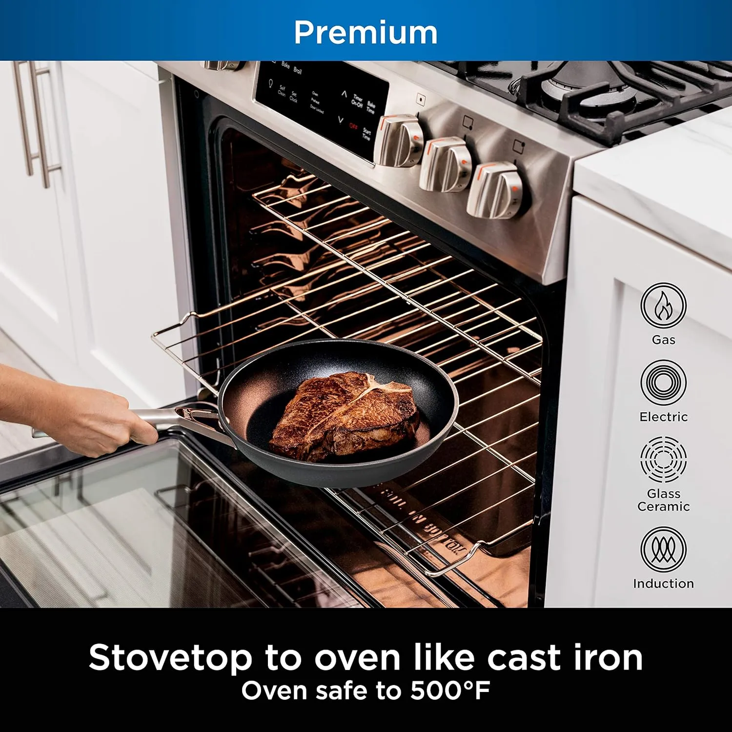 Ninja NeverStick Professional Hard-Anodized 10 Piece Pots & Pans Set, Nonstick Cookware Set, Durable, Oven Safe to 500°F, Slate Grey, C39500
