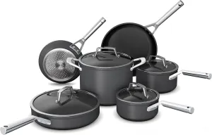 Ninja NeverStick Professional Hard-Anodized 10 Piece Pots & Pans Set, Nonstick Cookware Set, Durable, Oven Safe to 500°F, Slate Grey, C39500