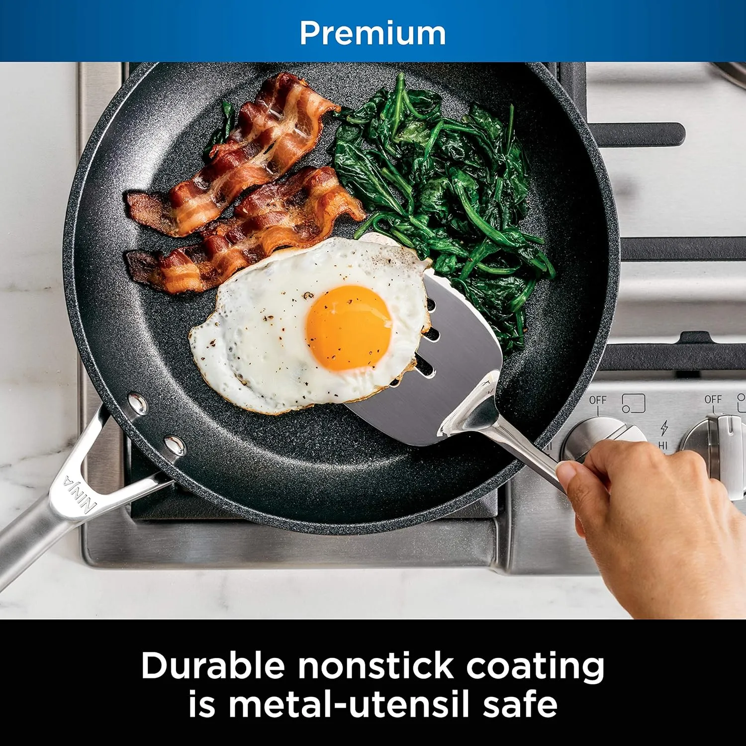 Ninja NeverStick Professional Hard-Anodized 10 Piece Pots & Pans Set, Nonstick Cookware Set, Durable, Oven Safe to 500°F, Slate Grey, C39500