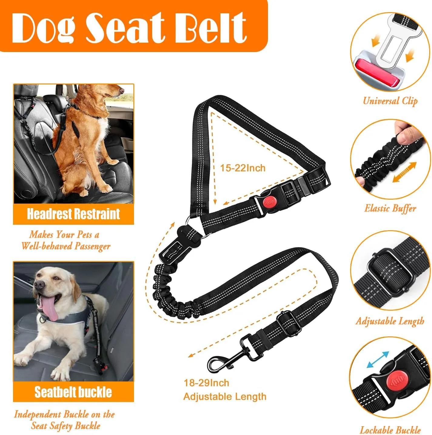 No Pull Dog Harness, Collar & Leash Set | Includes Dog Seat Belt, Collapsible Bowls & Poop Bag Dispenser. Ideal for Training, Walking, Hiking. Fits Small to Large Dogs(Black-L)