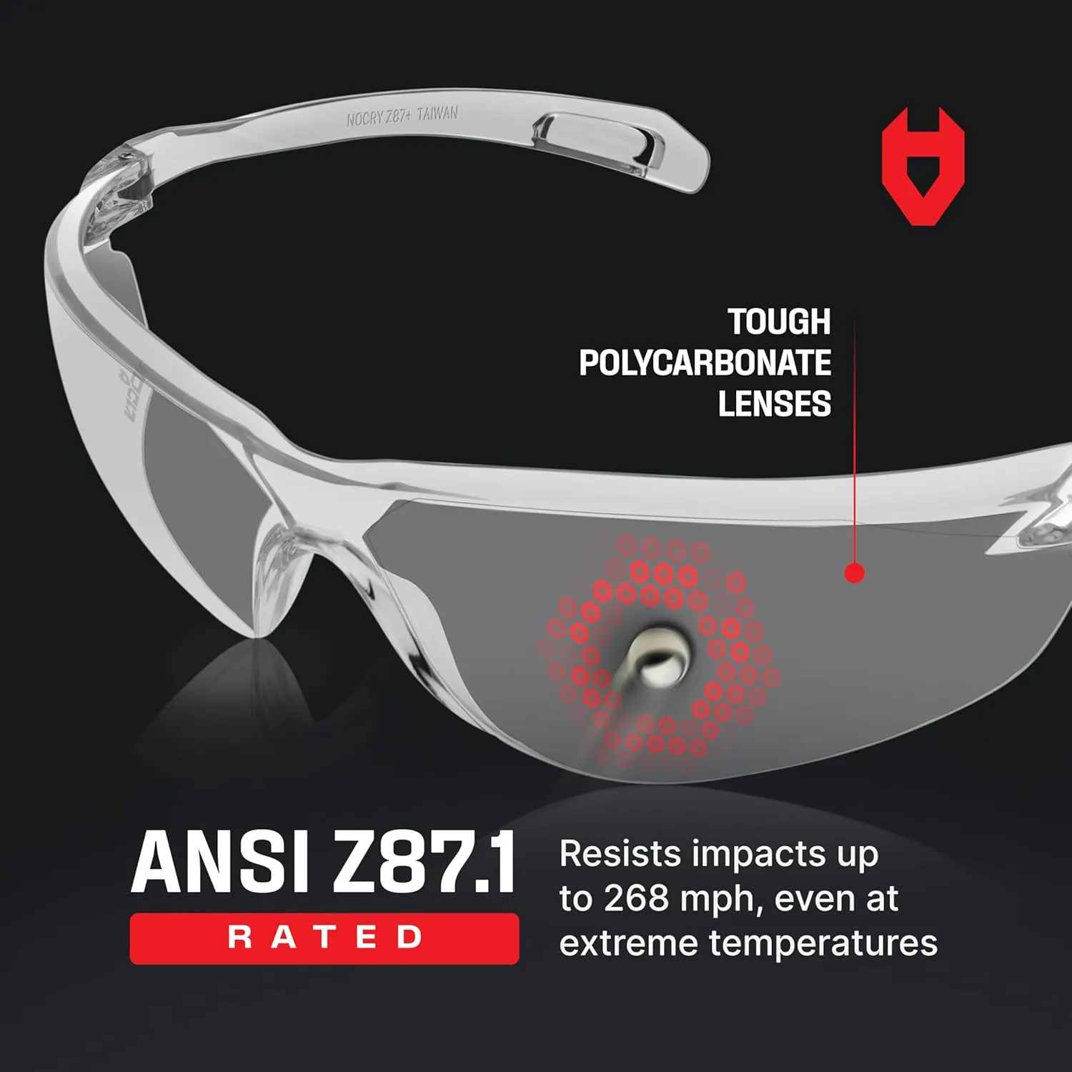 NoCry Lightweight Protective Safety Glasses with ANSI Z87.1 Rated, Clear, Scratch Resistant, Anti Fog Lenses, Suitable for Indoor or Outdoor Use (10 pack)